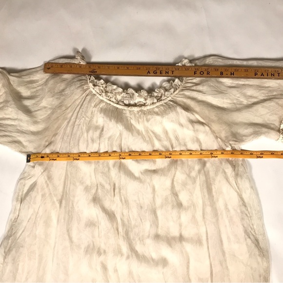 Bella Umbra White on White Print Silk Dress Size L - Picture 10 of 16